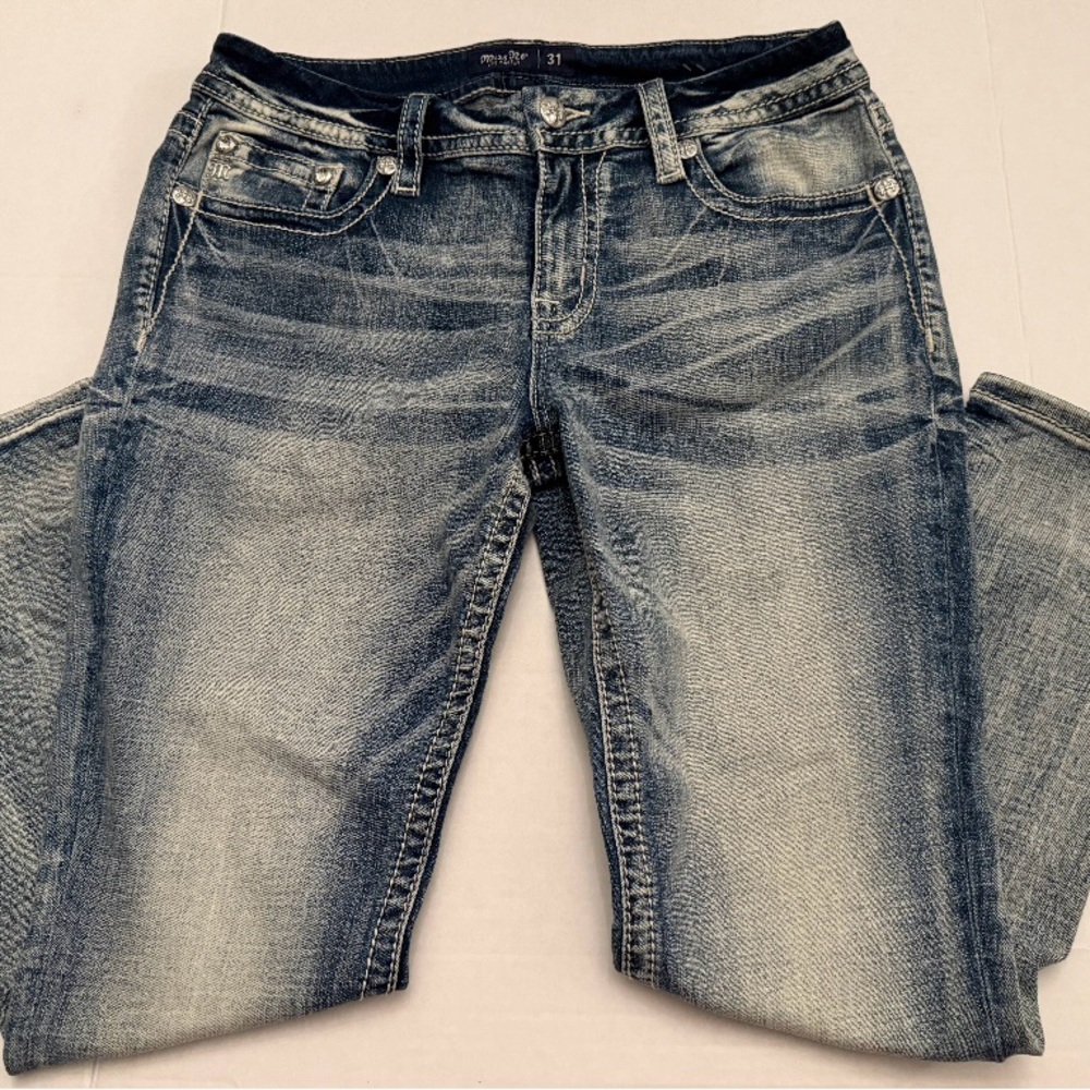 Miss Me light wash blue denim low rise ankle skinny jeans
